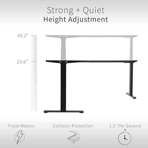 Black Electric Corner 3 Leg Standing Desk Frame, DESK-V130EB, view 5