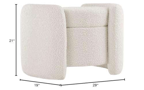 EEI-5561-IVO Nebula Boucle Upholstered Upholstered Ottoman, Ivory