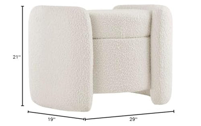 EEI-5561-IVO Nebula Boucle Upholstered Upholstered Ottoman, Ivory