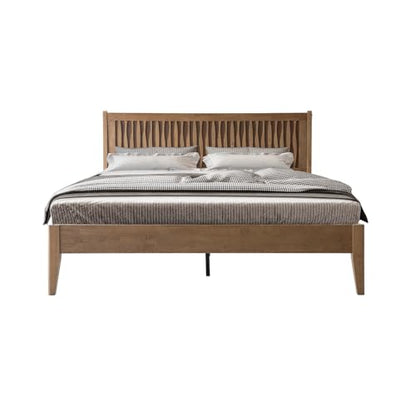 Queen Size Bed Frame with Headboard & Footboard Solid Wood Platform Bed, view 2