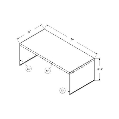 Monarch specialties, Coffee Table, Tempered Glass, Glossy White, 44"L