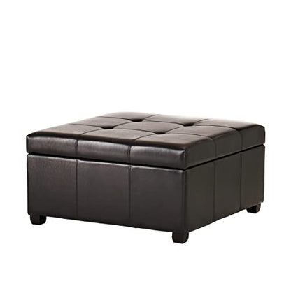 Carlsbad Bonded Leather Storage Ottoman, Espresso