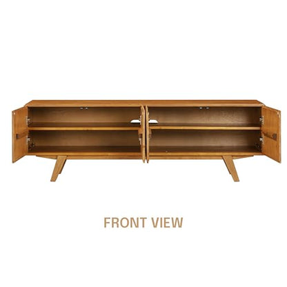 Sapa Mid-Century Modern Solid Wood TV Stand 4-Door Media Console with Carved, view 6