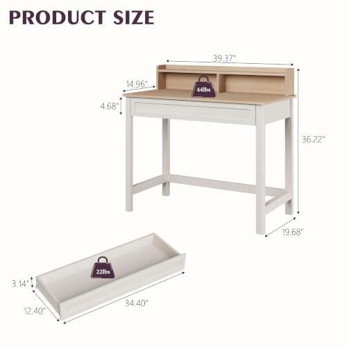 39 Inch Small Computer Desk with Drawer and Hutch, view 4