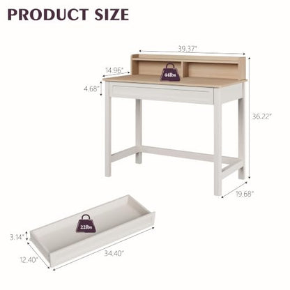 39 Inch Small Computer Desk with Drawer and Hutch, view 4