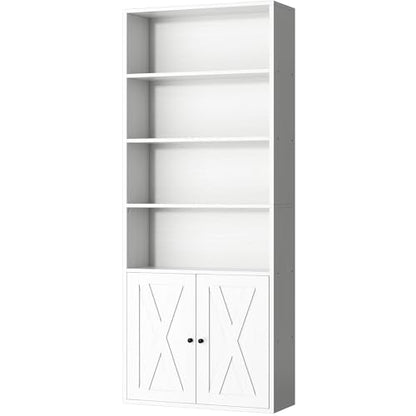 6 Tier Bookshelf with Doors, Tall Standing Bookcase, view 2