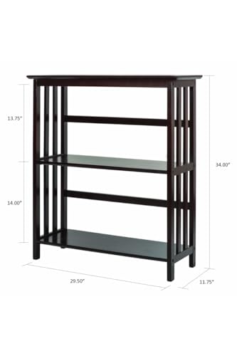Mission Style 3-Shelf Bookcase, Espresso