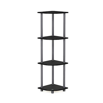Turn-N-Tube Corner Shelf, 4-Tier Corner Bookshelf, Display Storage Shelves with Open Shelves, for Organization and Storage, Living Room, Home Office, Garage, Black