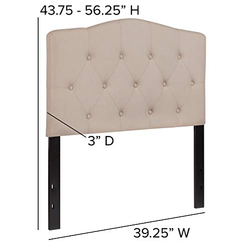 Twin Tufted Headboard | Adjustable Bed Rail Slots, Fabric Upholstered, view 3