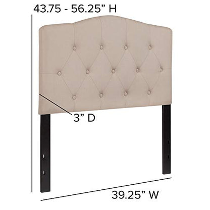 Twin Tufted Headboard | Adjustable Bed Rail Slots, Fabric Upholstered, view 3