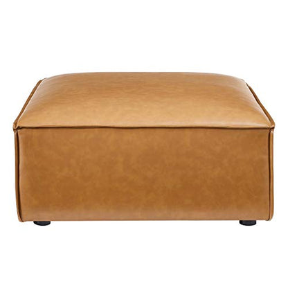 Restore Vegan Leather Sectional Sofa Ottoman in Tan