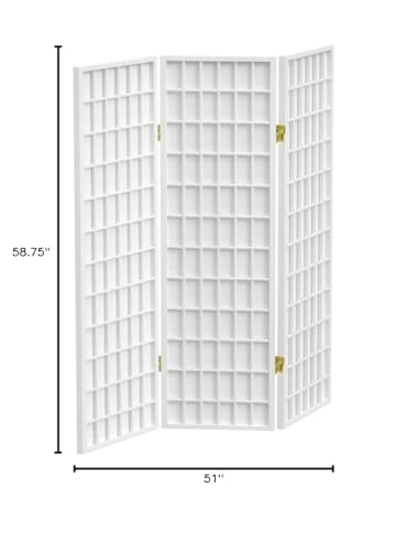 5 ft. Tall Window Pane Shoji Screen - White - 3 Panels