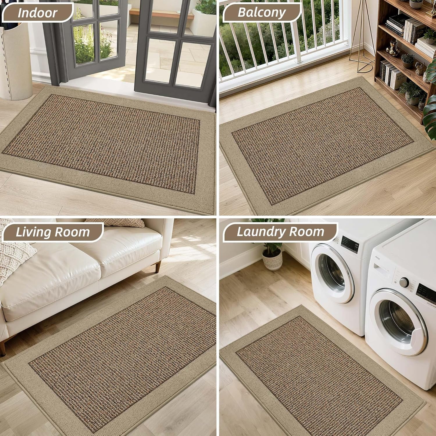 Indoor Door Mat 32" X 48", Dirt Trapper Door Mats Non-Slip Entryway Rugs Washable, Resist Dirt Absorbent Welcome Mat, Low Profile Floor Mats for Front Back Door and Entryway, Taupe