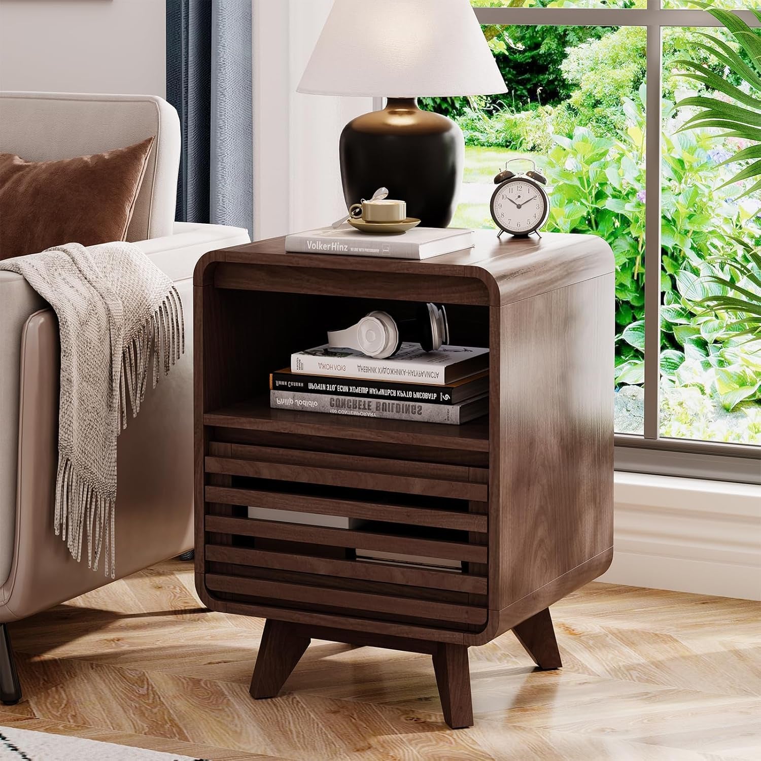 3 Piece Bedroom Set, Dresser and Nightstand Sets, Fluted 6 Drawer Dresser and Nightstand Set of 2, Wood Wide Chest of Drawers Storage Organizer Cabinet Set, Dark Walnut