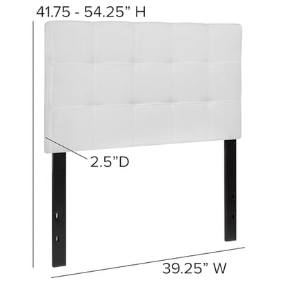Bedford Box Stitch Tufted Upholstered Twin Size Headboard in White Fabric