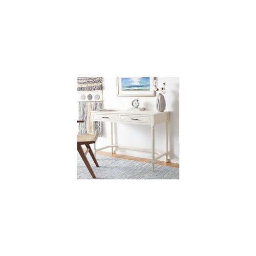 SAFAVIEH Home Collection Mckinlee Distressed White 2-Drawer Computer Table Office Desk Table