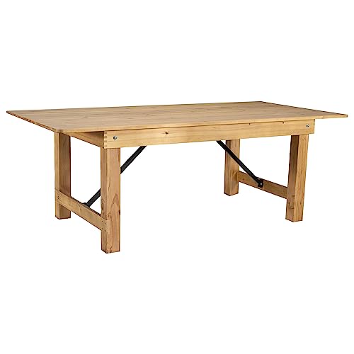 Light natural rustic solid pine folding farm table, view 2