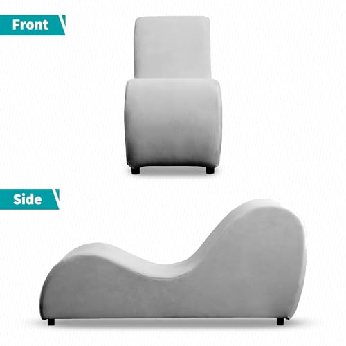 60" Yoga Chaise Lounge Chair for Adults Stretching-Light Grey, view 5