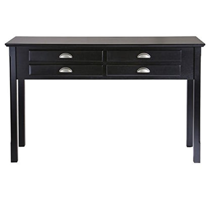Wood Timber Console Table - Contemporary Design, Black Finish, 4 Storage Drawers, Entryway Furniture, Easy Assembly - 47.6" W x 15.7" D x 29.1" H