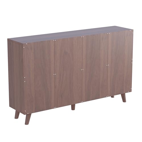 8-Cube Bookcase with Doors, 2-Tier Low Storage Cabient, Walnut, view 5