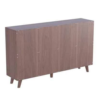 8-Cube Bookcase with Doors, 2-Tier Low Storage Cabient, Walnut, view 5