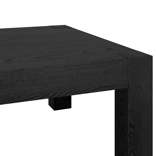 34" Square Coffee Table with Wood Top for Living Room, Family Room, Office, or Apartment, Natural Black