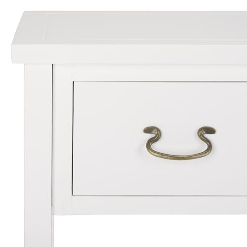 SAFAVIEH Home Collection – Cindy White Console Table with Three Drawers, French Farmhouse Storage Console, Tapered Leg Design (AMH6568C)