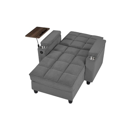 Convertible Chaise Lounge Sleeper Chair with Storage and 6-Position Reclining, view 8