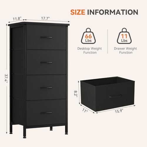Dresser for Bedroom, 4 Drawer Storage Cabinet, Tall Nightstand, view 4