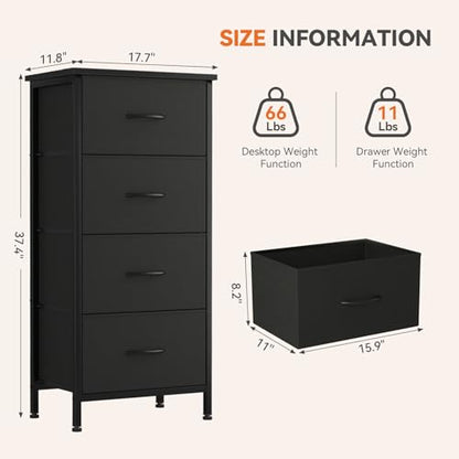 Dresser for Bedroom, 4 Drawer Storage Cabinet, Tall Nightstand, view 4