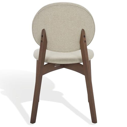 SAFAVIEH Couture Collection - Kayleen Walnut & Beige Dining Chair Set of 2, Modern Upholstered Side Chairs with Solid Wood Frame (SFV6712A-SET2)