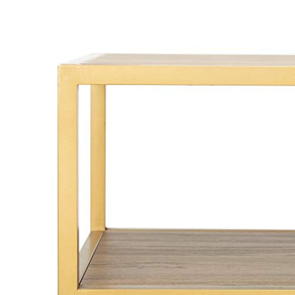 Safavieh Home Reese Mid-Century Modern Walnut and Gold Console Table