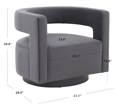 SAFAVIEH Couture Collection Edgar Dark Grey Velvet/Silver Swivel Chair (Fully Assembled)