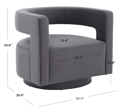 SAFAVIEH Couture Collection Edgar Dark Grey Velvet/Silver Swivel Chair (Fully Assembled)