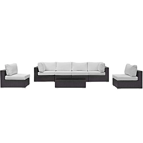 Convene Outdoor Sectional Set | Weather-Resistant Rattan | Aluminum Frame | 7 Piece Patio Furniture with Cushions