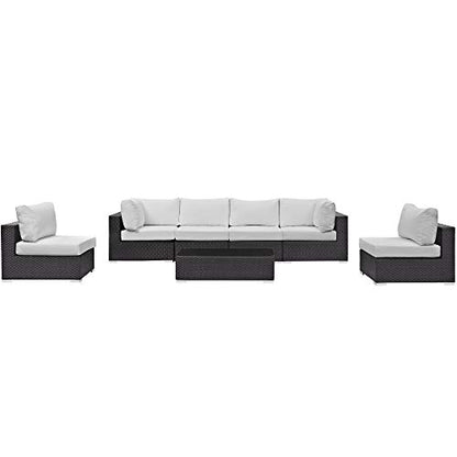 Convene Outdoor Sectional Set | Weather-Resistant Rattan | Aluminum Frame | 7 Piece Patio Furniture with Cushions