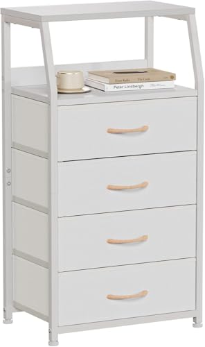 Tall Nightstand with 4 Fabric Drawers, Small Dresser for Bedroom, view 5