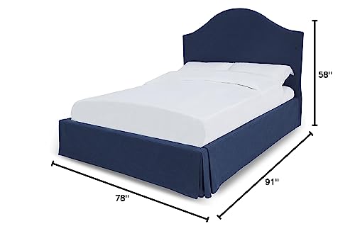 Solid Wood Upholstered Footboard-Storage Bed, California King, Sur - Navy
