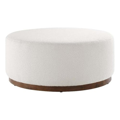 Large 38" Round Boucle Upholstered Upholstered Ottoman