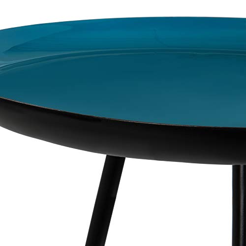 Laranya Modern Side Table, 15" x 15" x 22.5", Teal and Black, Chic Minimalist End Table