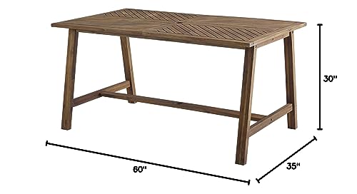 Outdoor Patio Wood Chevron Rectangle Coffee Table All Weather Backyard Conversation Garden Poolside Balcony, 60 Inch, Dark Brown