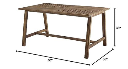 Outdoor Patio Wood Chevron Rectangle Coffee Table All Weather Backyard Conversation Garden Poolside Balcony, 60 Inch, Dark Brown