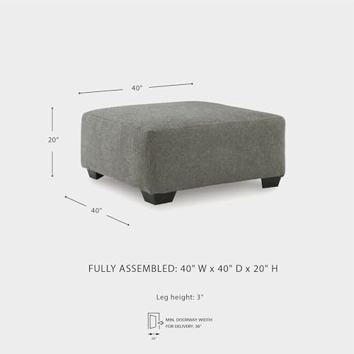 Signature Design by Ashley Revenna Casual Square Upholstered Oversized Accent Ottoman, Gray