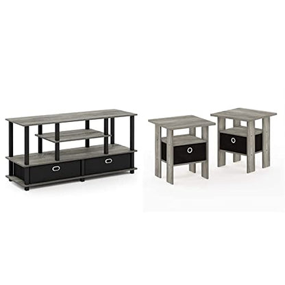 Furinno TV Stand for up to 55-Inch TV and 2 End Tables with Bin Drawer