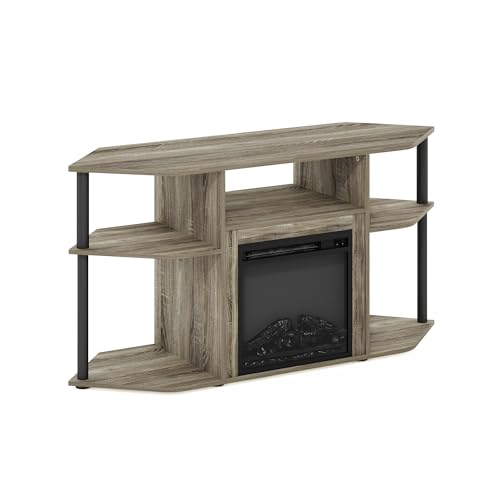 Jensen Fireplace TV Stand for TV up to 55 Inch, Grey Oak, view 7