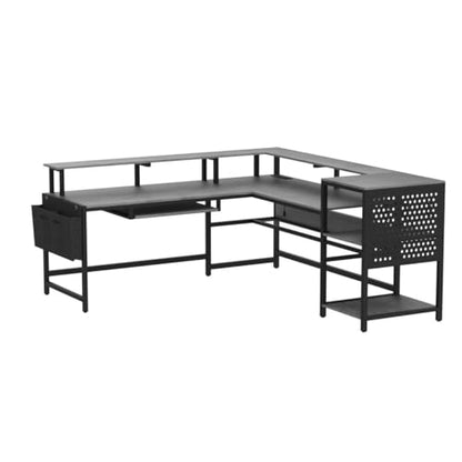 L Shaped Gaming Desk, Convertible 96" Home Office Desk or Corner Desk, view 6