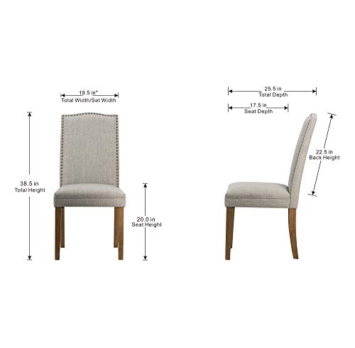 A&B Home Furniture Dining Chairs Urban Style with Nailhead Trim for Dining Room Kitchen Living Room Set of 2 Smoky Gray
