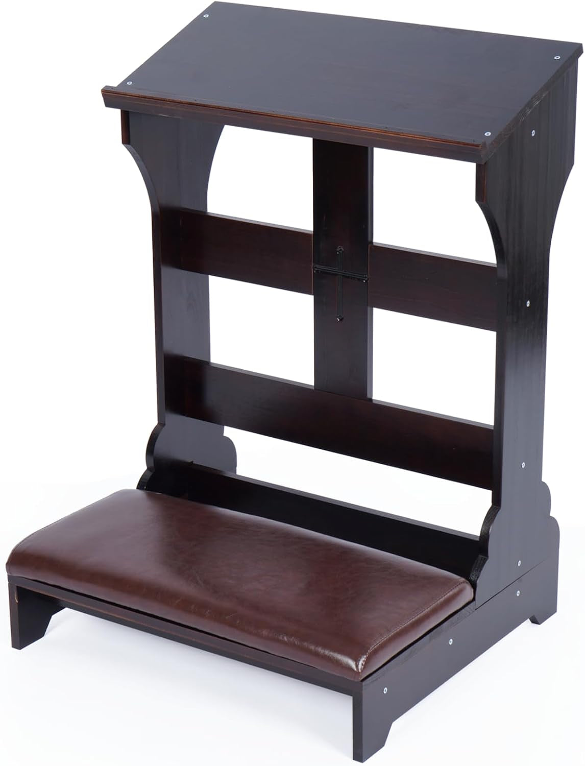 Prayer Bench Kneeler, Wooden Prayer Kneeler for Home, Prayer Bench for Kneeling at Home, Padded Kneeler Shelf for Kneeling at Home, Church Prayer Bench Stool Table with Cushion