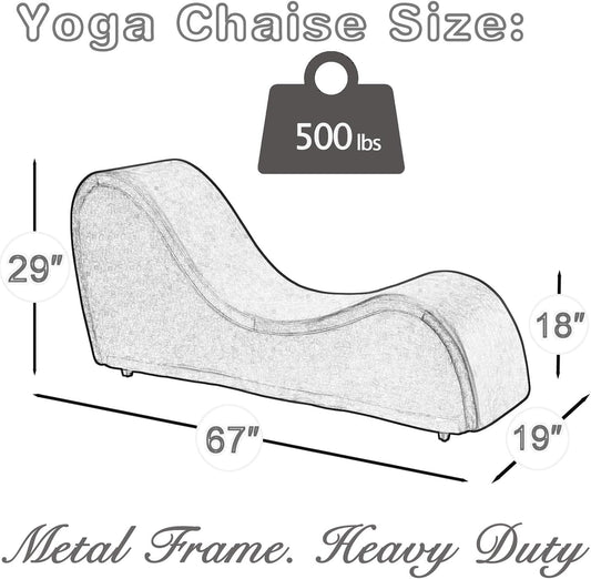 Chaise Lounge Chair, Ergonomic Chair for Stretching, Relaxation, Exercise with Padded Sponge, Removable & Washable, Non-Slip Bottom for Bedroom, Living Room, Black