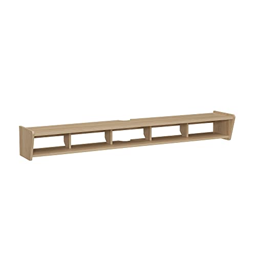 Zee Modern Floating Mounted Minimalist TV Stand, 65 Inch Length, for TVs up to 70 Inches, Coastal Oak